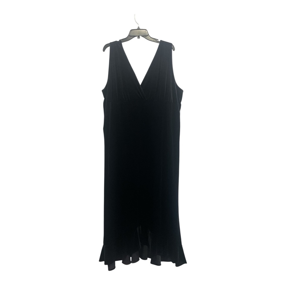 Ashley Stewart Size 3X Black Velvet Maxi Dress With Ruffle Hem